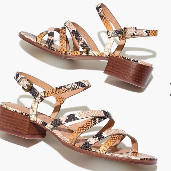 Madewell Lori Stappy Multi Color Snakeskin Leather Low Heel Sandal NWT - Picture 1 of 14